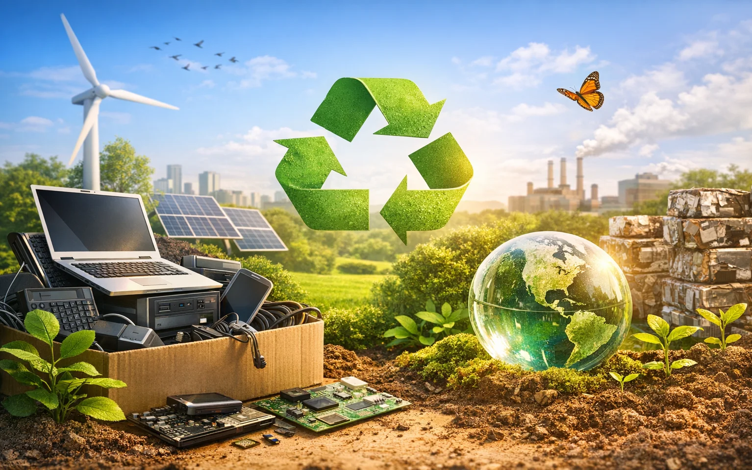Reciclagem sustentável de equipamentos de TI com natureza e tecnologia integradas