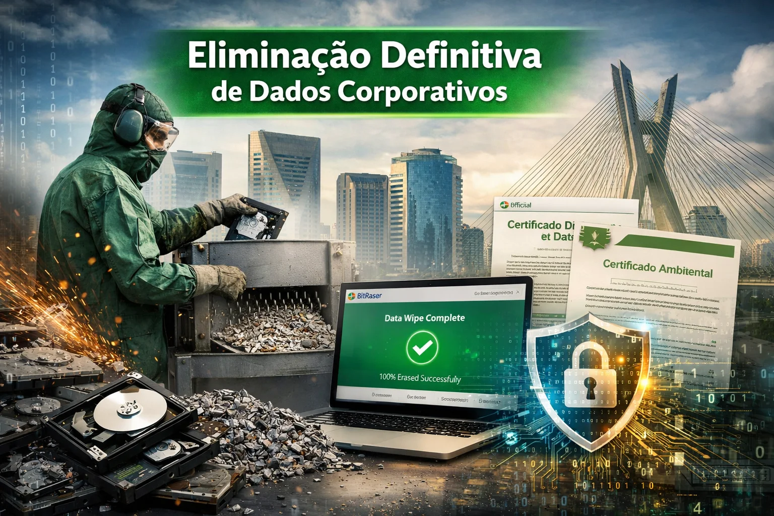 Eliminação definitiva de dados corporativos com BitRaser e destruição física em São Paulo