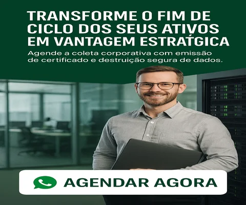 Coleta corporativa de ativos de TI com certificado de responsabilidade e destruição segura de dados conforme LGPD