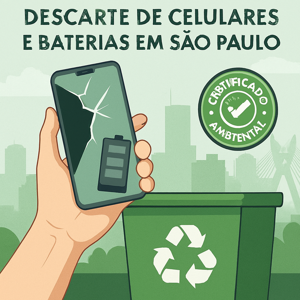 Descarte e reciclagem de celulares e baterias em São Paulo com certificado ambiental