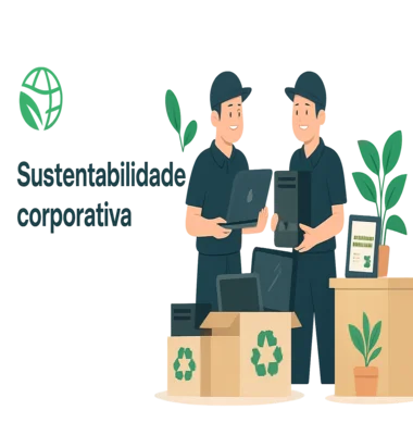 Equipe realizando coleta corporativa de equipamentos de TI obsoletos em São Paulo para reciclagem sustentável